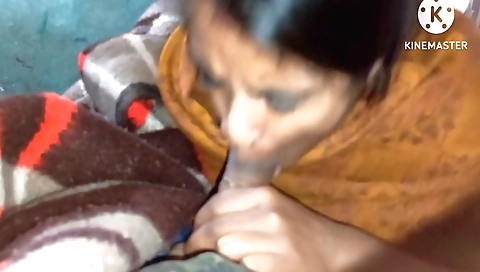 Indian amateur sucks big hard cock and gets cum in mouth