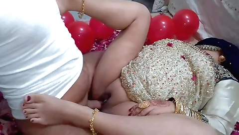 Indian big butt and her hubby make a first wedding night