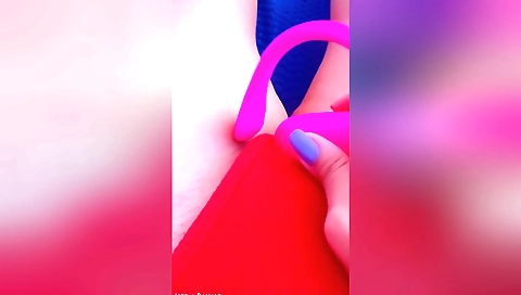 Sexy girl plays her pink pussy with a dildo and a dildo