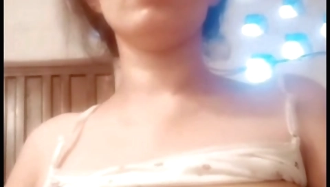 My beautiful amateur brunette shows me her big boobs