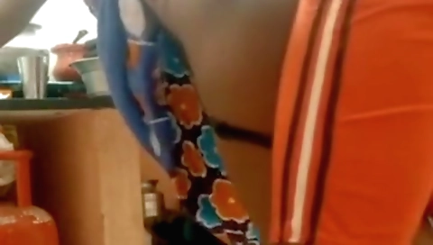 Indian brunette with big boobs fucked in the kitchen