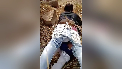 Indian brunette fucks outdoors and gets her pussy pounded