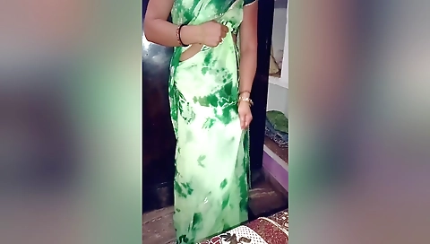 Gunjan bhabhi in her new brown dress is riding a dildo