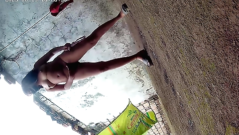 Indian teen in sexy outfit gets naked outdoors in homemade video