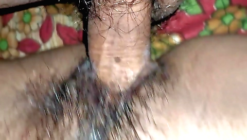 Indian hairy chick getting a creampie in her pussy