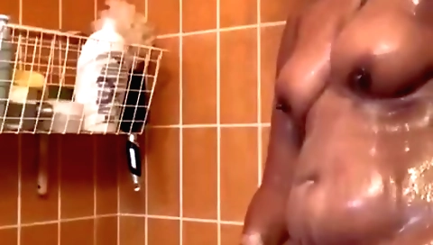 Indian shower scene of a sexy and natural brunette girl