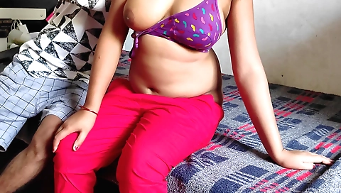 Indian busty brunette fucked in a bedroom in POV style