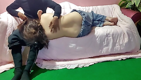 Indian mature woman with big ass sucking and fucking a boy
