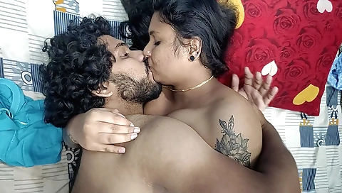 Indian brunette with a tattooed ass sucks and rides