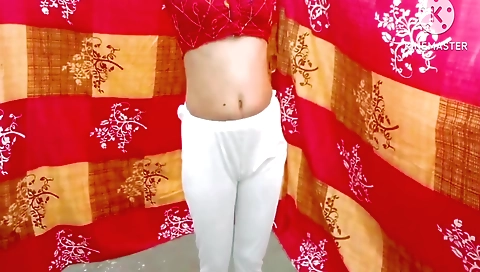 Indian teen babe is watching her stepmom taking a bath