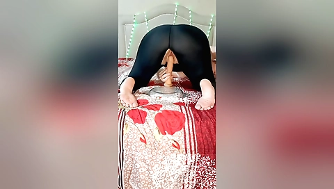 Indian solo girl rides a dildo on the bed in a solo video