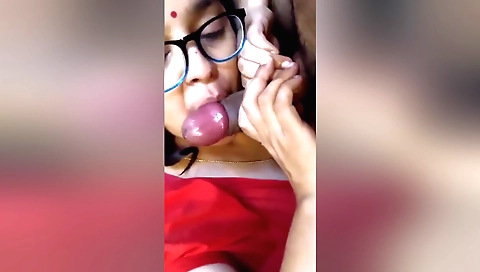 Brunette milf is sucking a cock and getting a blowjob
