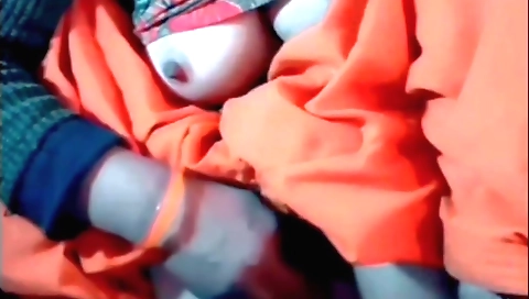 Busty brunette girl is playing with her body in amateur video