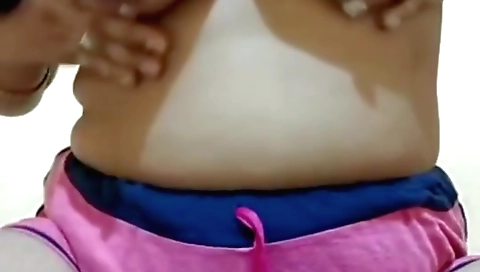 Busty indian girl with large tits shows boobs in webcam