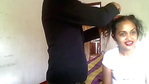 Indian brunette chick gets fucked behind the couch