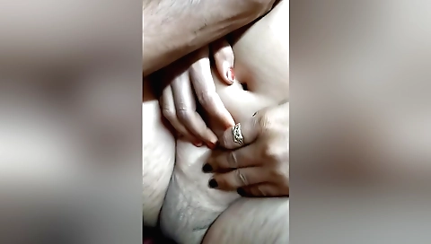 Amateur brunette with hairy pussy fucked in bedroom