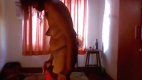 Indian maid dressed in sexy red dress and ready for sex