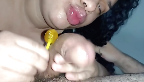 Sexy girl with a deepthroating blowjob and a tight cunt