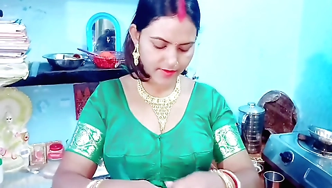 Indian brunette enjoys being alone in bed to the camera