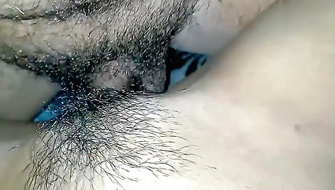 hairy indian babe with small tits shows off her hairy pussy
