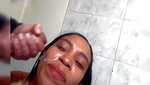 Indian girl with a sexy face gets a facial from a friend