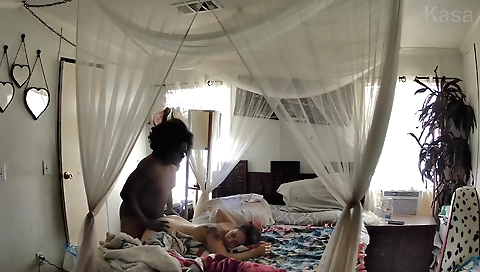 Hot black and white video with an interracial webcam