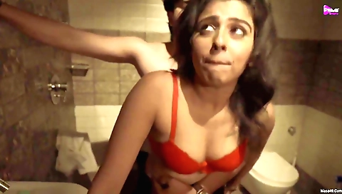 Brunette girl is on the net and she is being watched from behind